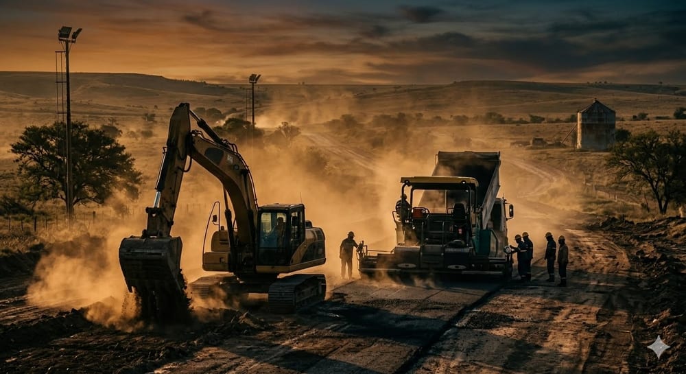 Maquinaria vial y equipos de construcción — antes, sin sistema de gestión de flota